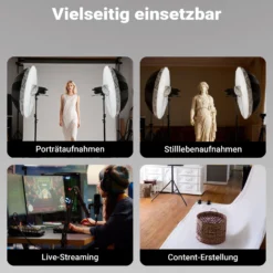 Walimex pro Diffusor für Parabol Reflexschirme Ø 105 cm – Lichtdiffusor für weiches, gleichmäßiges Licht in Fotostudio und Porträtfotografie