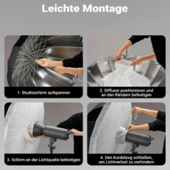 Walimex pro Diffusor für Parabol Reflexschirme Ø 105 cm – Lichtdiffusor für weiches, gleichmäßiges Licht in Fotostudio und Porträtfotografie