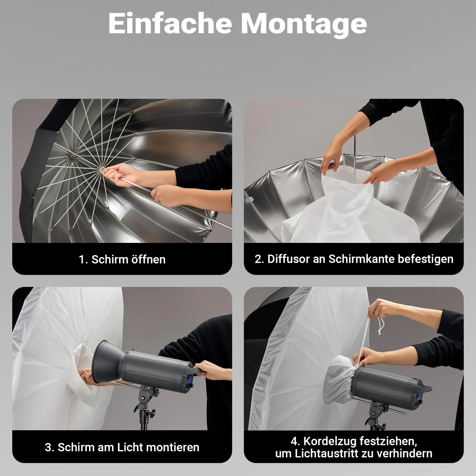 Walimex pro Diffusor für Parabol Reflexschirme Ø 165 cm – Lichtdiffusor für weiches, gleichmäßiges Licht in Fotostudio und Porträtfotografie