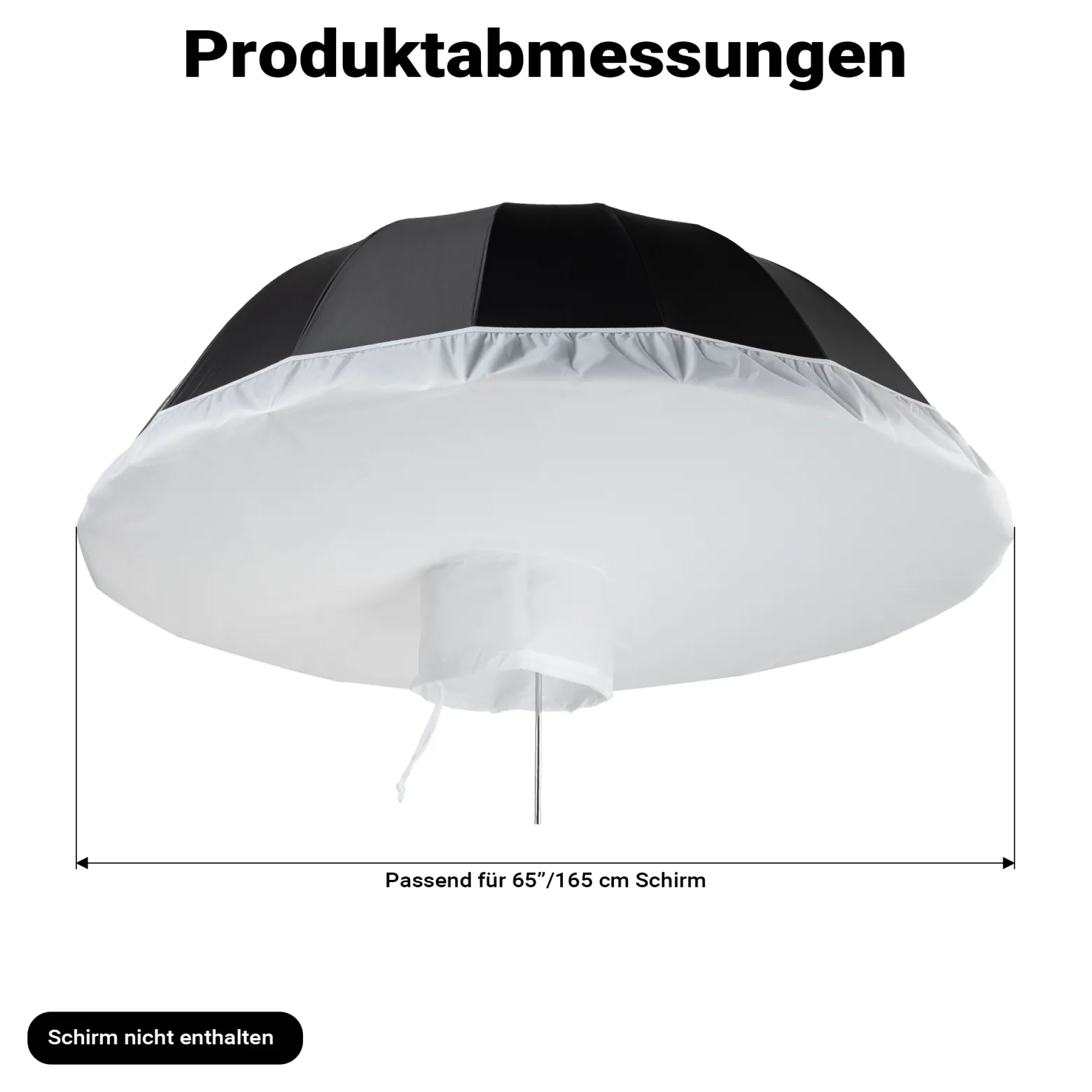 Walimex pro Diffusor für Parabol Reflexschirme Ø 165 cm – Lichtdiffusor für weiches, gleichmäßiges Licht in Fotostudio und Porträtfotografie