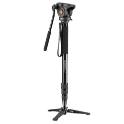 Walimex Pro Director Carbon Video Einbeinstativ höhenverstellbar bis 191 cm mit fluidgedämpftem 2-Wege Videoneiger