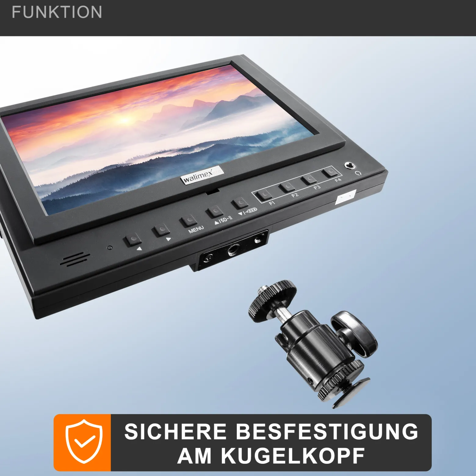 Walimex pro Director LCD HDMI Monitor - 50 x 200 x 141 mm / 7 Zoll / 16:9 / 4:3 - mit Akku und Sonnenblende - für Video DSLR Kamera