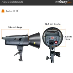 Walimex pro Emerger 400 Set Single Studioblitz mit 400 Ws Blitzleistung, Blitzgerät mit 2,4 GHz Funk, mit Softbox 60 x 90 cm und Lampenstativ, inkl. Transporttasche