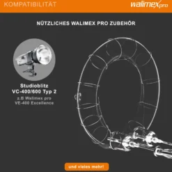 Walimex pro Ersatzblitzröhre für den Studioblitz VC-400/600 Typ 2, Leistungsaufnahme 600W, Farbtemperatur 5400-5800 K, Ersatz Blitz leicht zu wechseln
