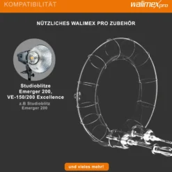 Walimex pro Ersatzblitzröhre für den Studioblitz Emerger 200 & VE-150/200, Leistungsaufnahme 150-200 W, Farbtemperatur 5400-5800 K, Ersatz Blitz leicht zu wechseln