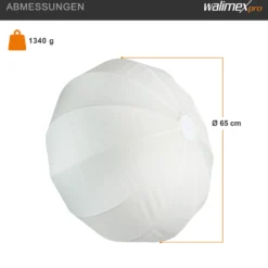 Walimex pro Essential Ballon Softbox 65cm, schnell öffnender 360° Lichtdiffusor, inkl. Bowens Adapter, kompatibel mit allen gängigen Blitz- und Dauerlichter mit Bowensanschluss