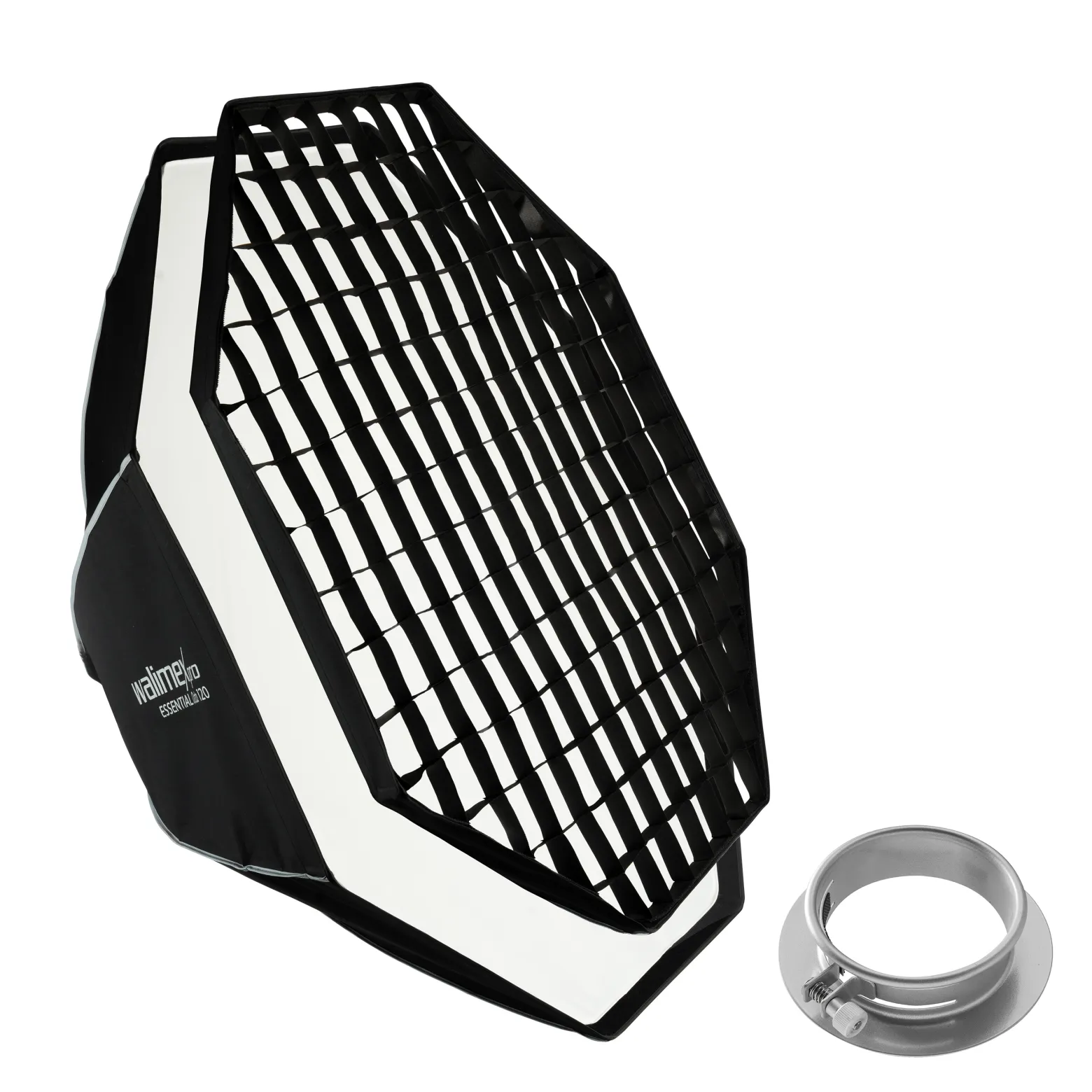 Walimex pro Essential Softbox Octagon 120cm + Adapter Profoto 15,2cm, 360°, einfacher Aufbau, inkl. Grid, Bowens Adapter und Transporttasche, ideal für Porträts und Beauty-Aufnahmen