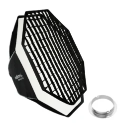Walimex pro Essential Softbox Octagon 120cm + Adapter Elinchrom 15,2cm, 360°, einfacher Aufbau, inkl. Grid, Bowens Adapter und Transporttasche, ideal für Porträts und Beauty-Aufnahmen