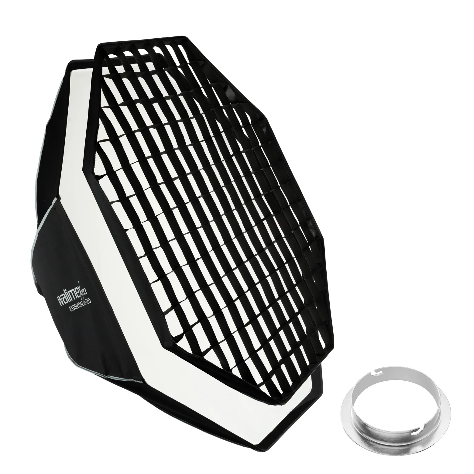 Walimex pro Essential Softbox Octagon 120cm + Adapter Elinchrom 15,2cm, 360°, einfacher Aufbau, inkl. Grid, Bowens Adapter und Transporttasche, ideal für Porträts und Beauty-Aufnahmen