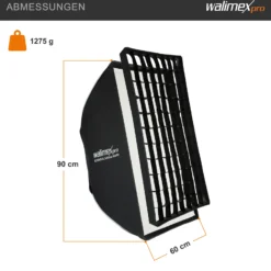 Walimex pro Essential Striplight Softbox 60 x 90 cm, Lichtformer um 360° drehbar, einfacher Aufbau, inkl. Grid, Bowens Adapter und Transporttasche, ideal für Produkt- und Peoplefotografie