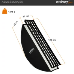 Walimex pro Essential Striplight Softbox 30x120cm + Softboxadapter für Elinchrom (Außendurchmesser: 15,2 cm), um 360° drehbar, einfacher Aufbau, inkl. Grid, Bowens Adapter und Transporttasche