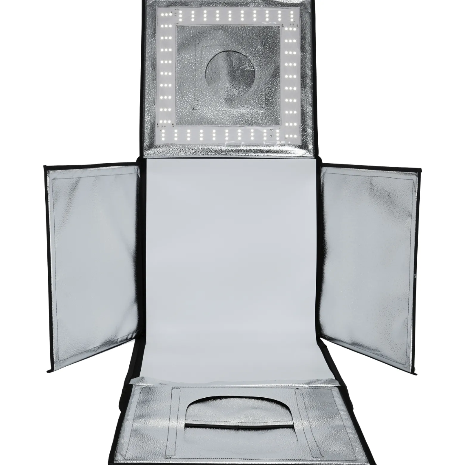 Walimex pro faltbarer LED Aufnahmewürfel 40 x 40 cm mobiles Fotostudio mit LED-Beleuchtung, 4 Hintergründen & Diffusor