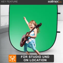 Walimex pro Falthintergrund grün 150 x 200 cm, robuster Fotohintergrund mit Federspannrahmen, faltbarer Hintergrund für Fotostudio mit Tranporttasche, Fotografie Zubehör