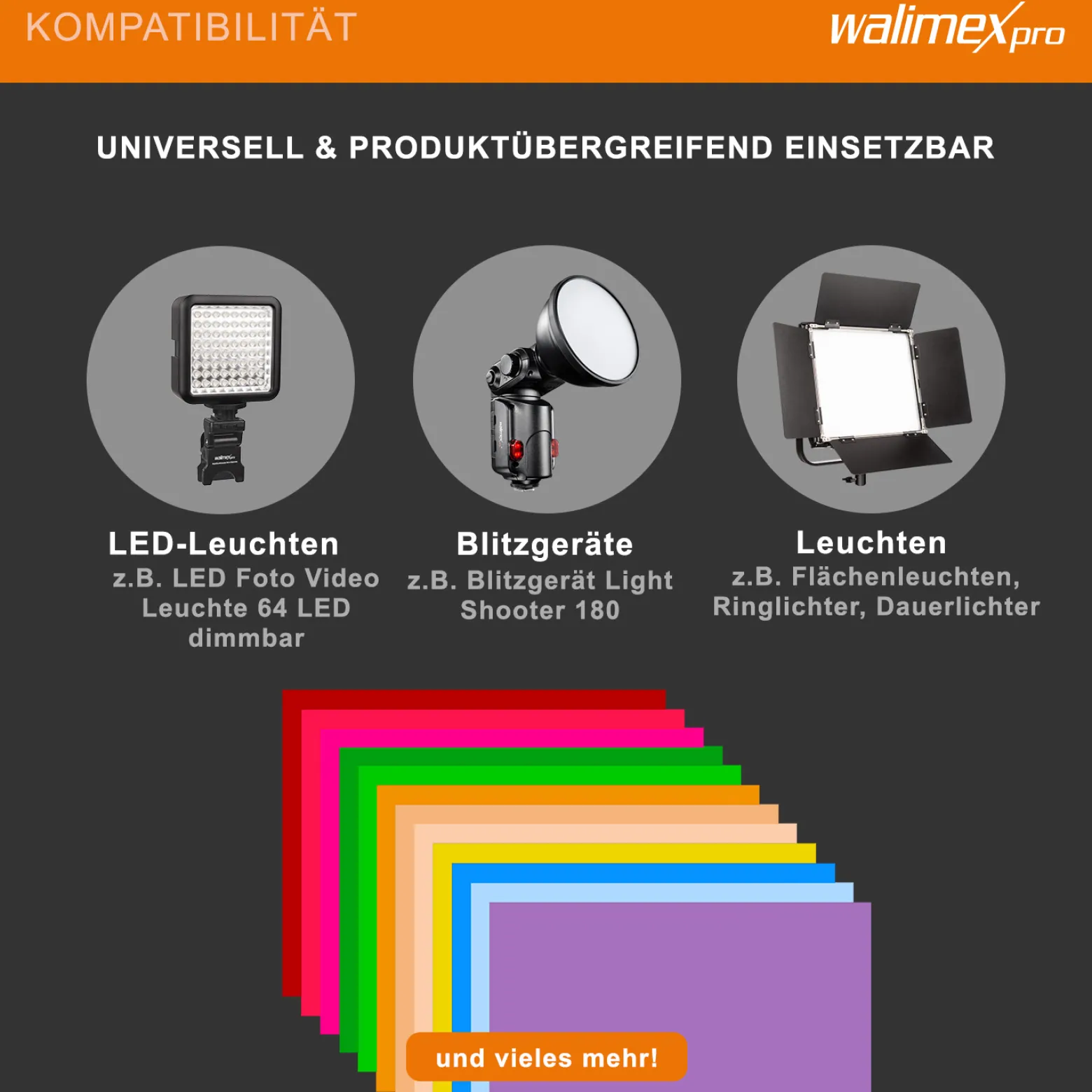 Walimex pro Farbfilterset 12tlg. 40 x 50 cm für Studio und Bühne, Farbfolien für Scheinwerfer, Blitz und LED-Dauerlicht, zuschneidbar, große Farbauswahl