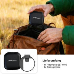 Walimex pro Filterhalter 67 mm für Handykamera, Cold Shoe Mount für LED und Mikrofon, professionelles Fotografieren mit Smartphone, Halterung für Diffusionsfilter, ND Filter, Polfilter