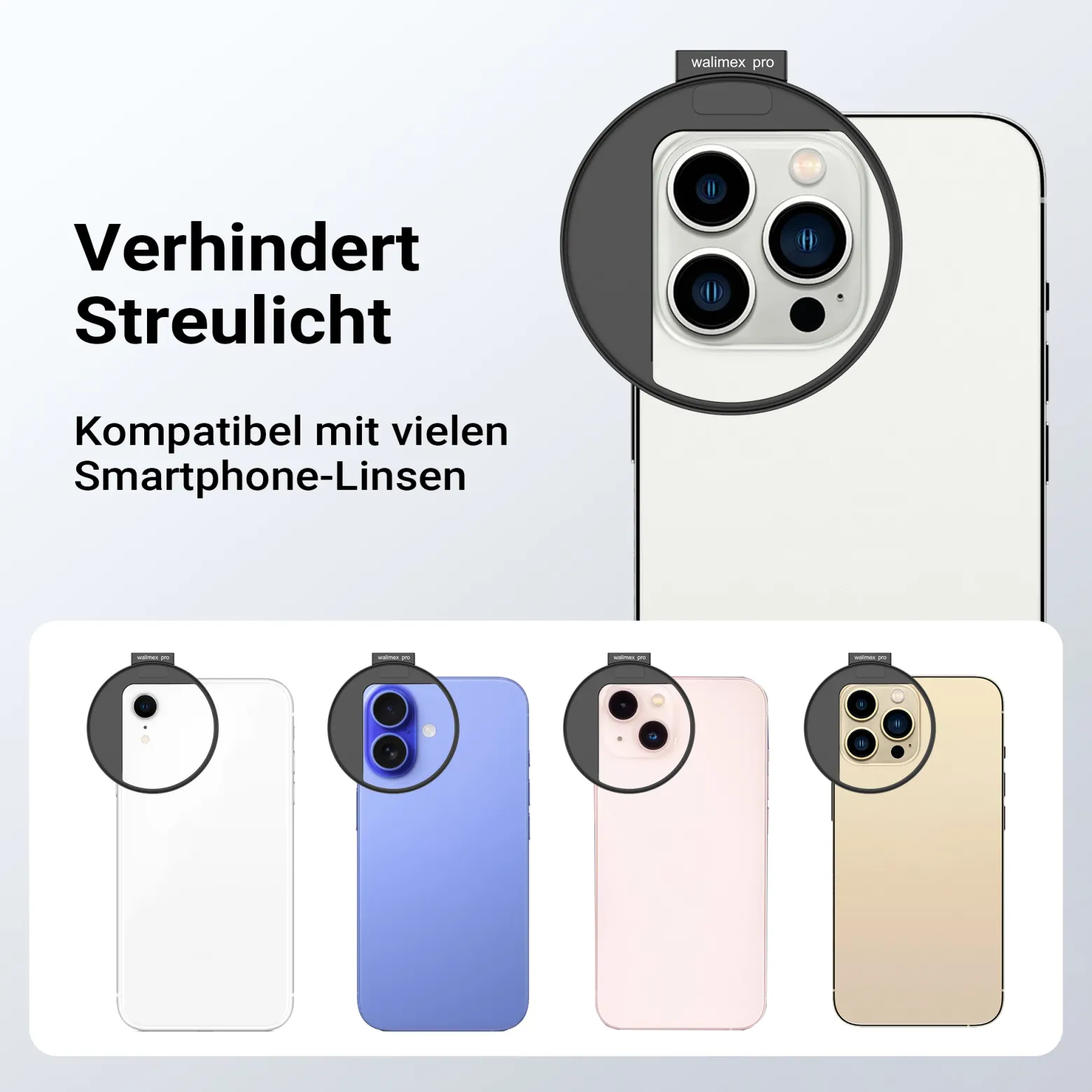 Walimex pro Filterhalter 67 mm für Handykamera, Cold Shoe Mount für LED und Mikrofon, professionelles Fotografieren mit Smartphone, Halterung für Diffusionsfilter, ND Filter, Polfilter