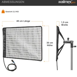 Walimex pro Flex LED 500 Bi Color Leuchtmatte Set inkl. Softbox, 50 W Flächenleuchte, flexible Studioleuchte dimmbar, Soft Box 50 x 36 x 10 cm für weiches Licht