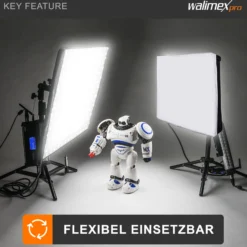 Walimex pro Flex LED 1000 Bi Color Leuchtmatte Set inkl. Softbox mit Frontdiffusor, 100 W Flächenleuchte, flexible Studioleuchte dimmbar, spritzwassergeschützte Videoleuchte
