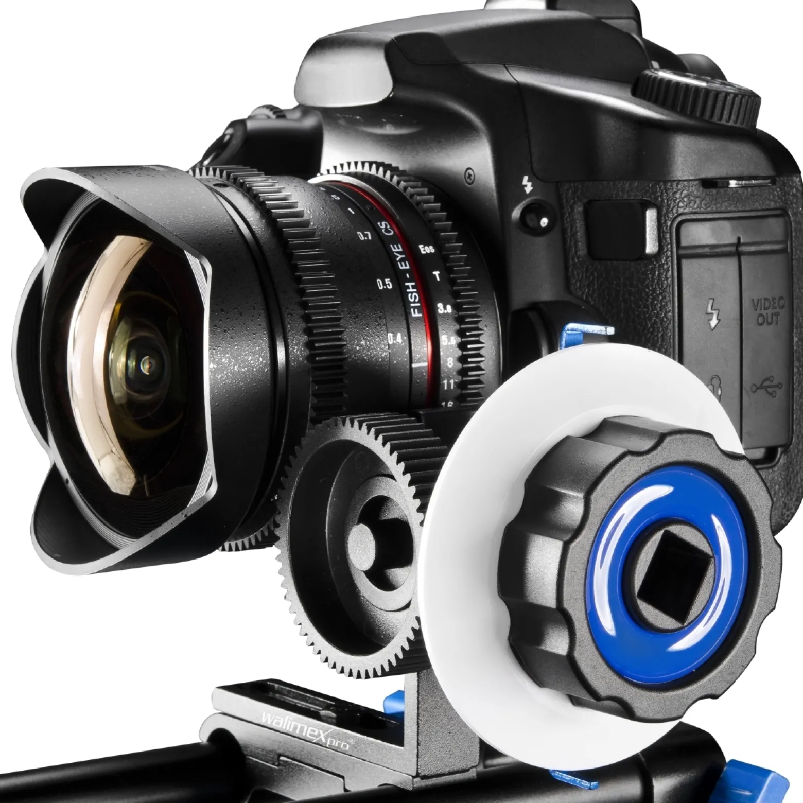 Walimex pro Follow Fokus F0 Schärfezieheinrichtung 15 mm für DSLR und Systemkameras präzises Scharfstellen