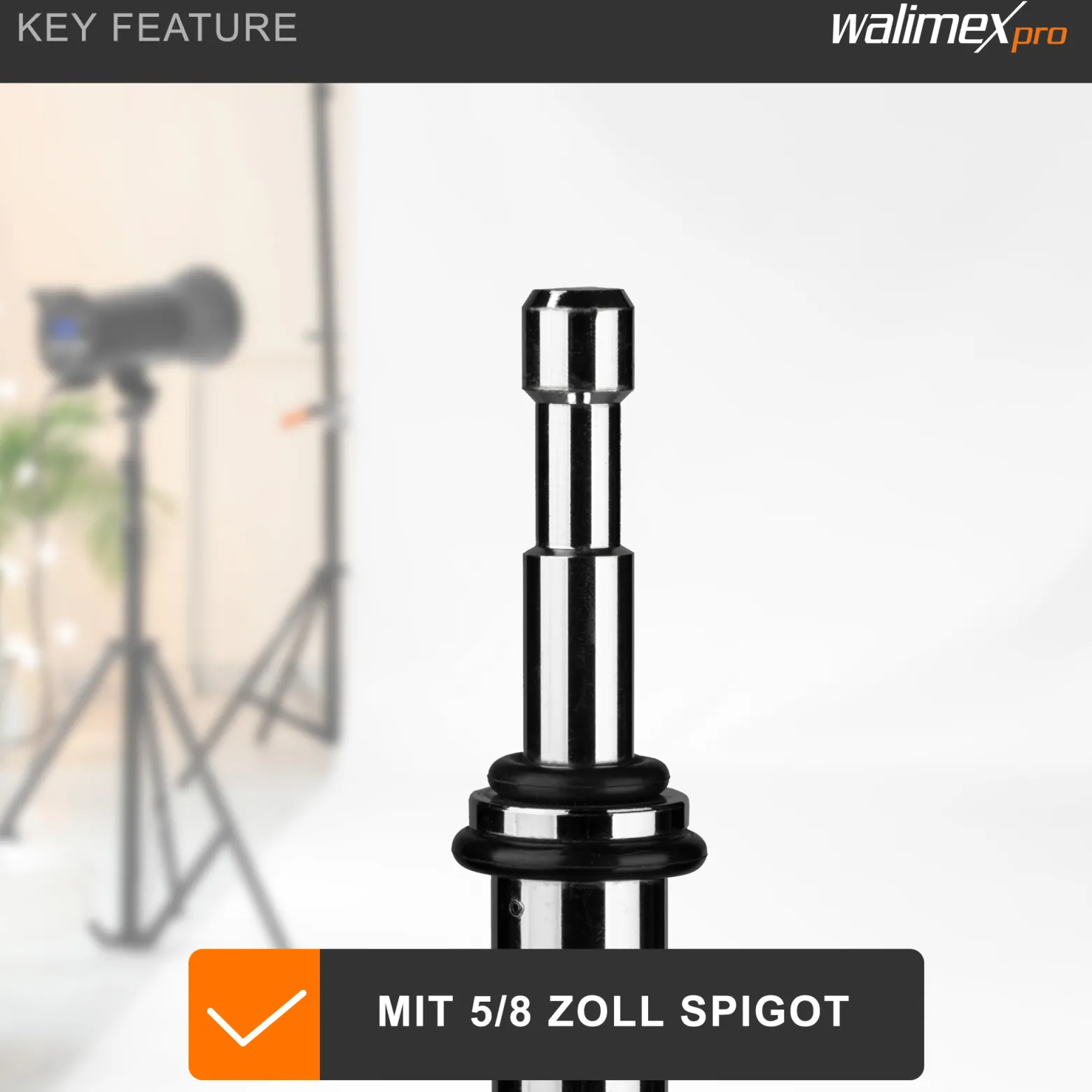 Walimex pro Galgen mit 2 Schraubklemmen 1000 x 140 x 70 mm Traglast max. 10 kg mit 5/8" Spigotaufnahme für Auf-/Kopflicht