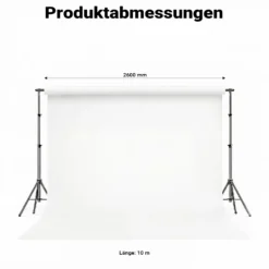 Walimex pro Hintergrundkarton 2,60 x 10 m weiß, robuster Fotohintergrund aus Karton, Fotoleinwand als Backdrop für Fotostudio, reflexfrei, strapazierfähig, ideal für Produktfotografie
