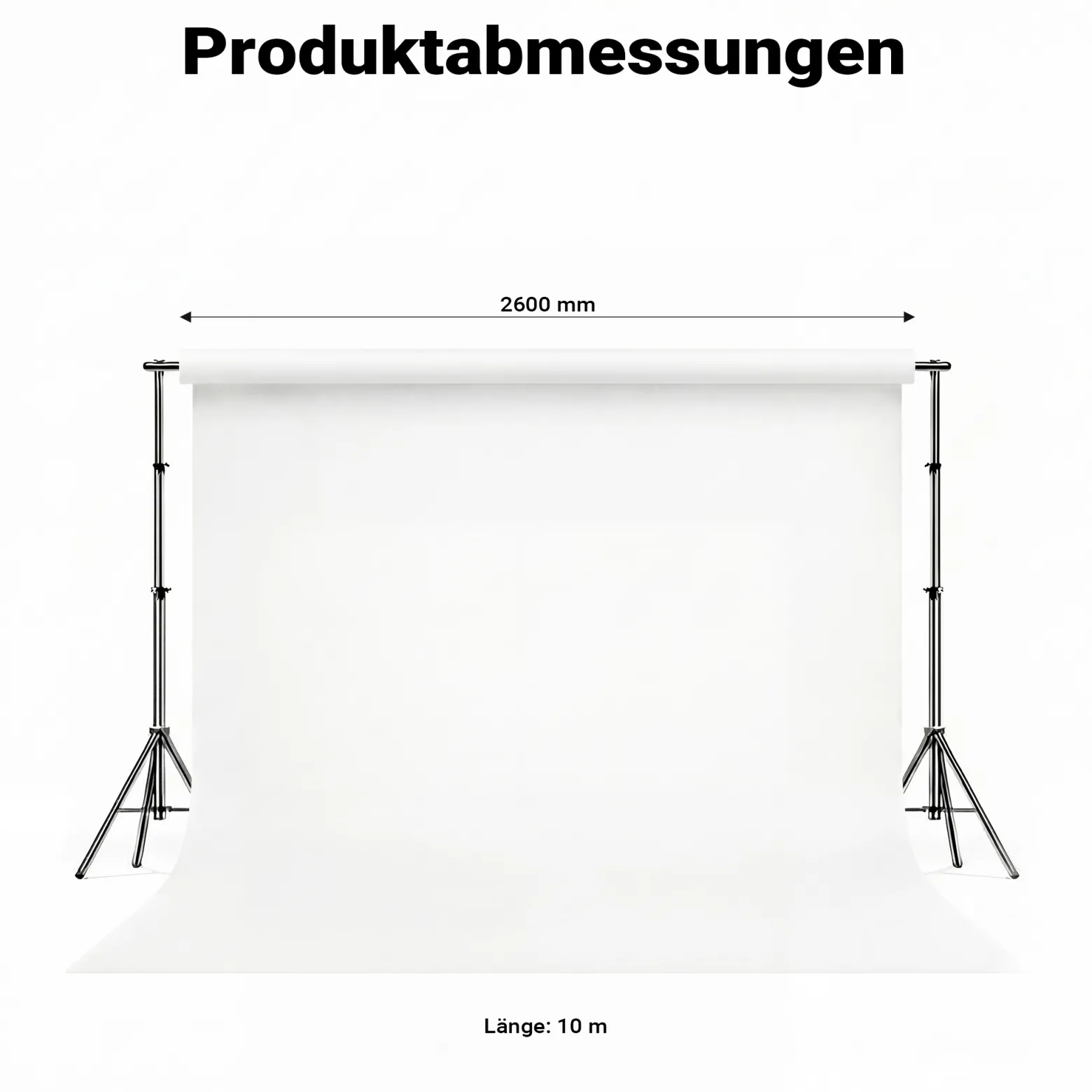 Walimex pro Hintergrundkarton 2,60 x 10 m weiß, robuster Fotohintergrund aus Karton, Fotoleinwand als Backdrop für Fotostudio, reflexfrei, strapazierfähig, ideal für Produktfotografie