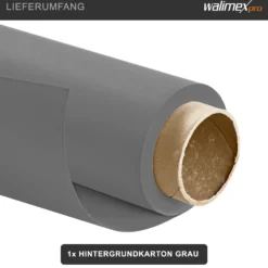 Walimex pro Hintergrundkarton 2,60 x 10 m grau, robuster Fotohintergrund aus Karton, Fotoleinwand als Backdrop für Fotostudio, reflexfrei, strapazierfähig, ideal für Produktfotografie