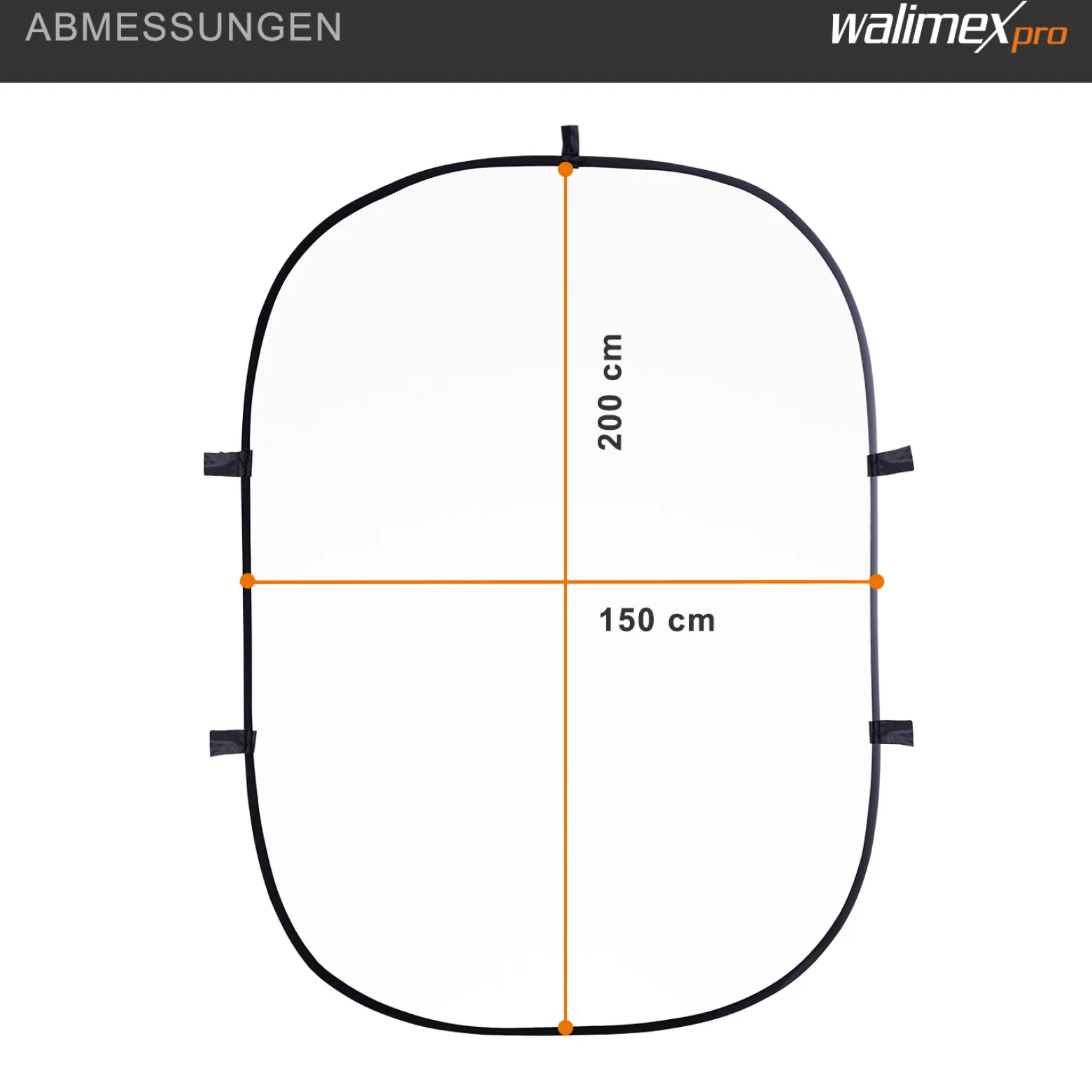 Walimex pro 2 in 1 Falthintergrund schwarz/weiß 150 x 200 cm inkl. 2 Karabinerhaken, robuster Fotohintergrund mit stabilem Rahmen, faltbarer Hintergrund für Fotostudio mit Transporttasche