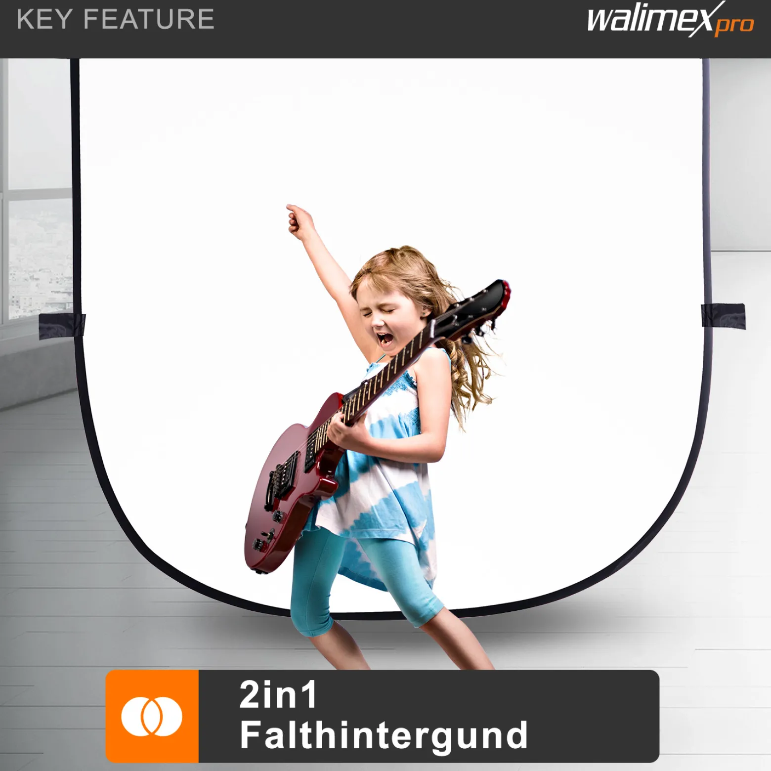 Walimex pro 2 in 1 Falthintergrund schwarz/weiß 150 x 200 cm inkl. 2 Karabinerhaken, robuster Fotohintergrund mit stabilem Rahmen, faltbarer Hintergrund für Fotostudio mit Transporttasche