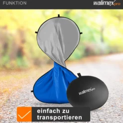 Walimex pro 2 in 1 Falthintergrund grau/ blau 180 x 200 cm, robuster Fotohintergrund mit Federring, faltbarer Hintergrund für Fotostudio mit Transporttasche