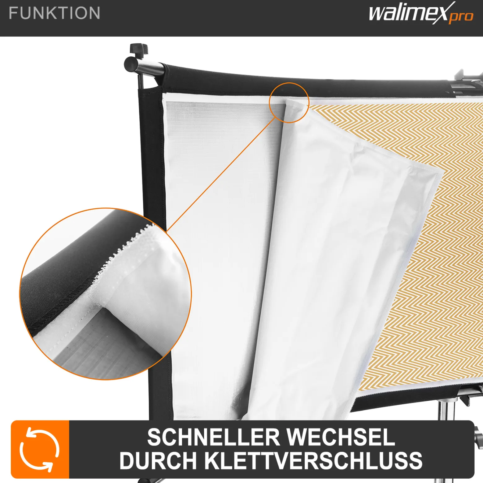 Walimex pro 3in1 Reflektor Halfpipe konkav 150 x 60 cm, silberfarben/weiß/goldfarben, Beauty & Fashion Lichtformer
