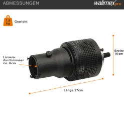 Walimex Projektionsvorsatz mit Universalanschluss, Lichtformer für Blitzgeräte inkl. 4 verschiedener Farbfolien und Schablonen, Blitzvorsatz für kreative Lichteffekte in der Fotografie