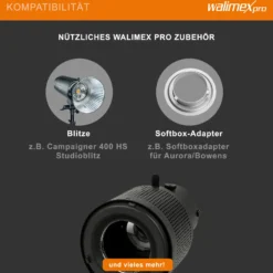 Walimex Projektionsvorsatz mit Universalanschluss, Lichtformer für Blitzgeräte inkl. 4 verschiedener Farbfolien und Schablonen, Blitzvorsatz für kreative Lichteffekte in der Fotografie