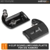 Walimex pro Kamera Clip mit V-Dock für Gürtel & Schnellwechselplatte – Kamera-Holster aus Metall – Arca-Swiss-kompatibel – V-Clip mit Kamerasicherung – Traglast bis 5kg – für Gürtel bis 50mm Breite