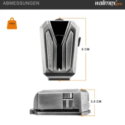 Walimex pro Kamera Clip mit V-Dock für Gürtel & Schnellwechselplatte – Kamera-Holster aus Metall – Arca-Swiss-kompatibel – V-Clip mit Kamerasicherung – Traglast bis 5kg – für Gürtel bis 50mm Breite