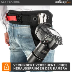 Walimex pro Kamera Hüftgurt mit V-Dock Argus – Tragegurt mit Holster für Fotoshooting und Outdoor Fotografie – V Clip Kameraholster mit Bauchgurt