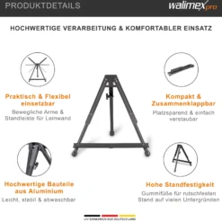 Walimex pro klappbare Tischstaffelei, stabile Staffelei aus Aluminium, Malerstaffelei für Leinwände bis 40 x 60 cm, Leinwandständer mit praktischer Tragetasche