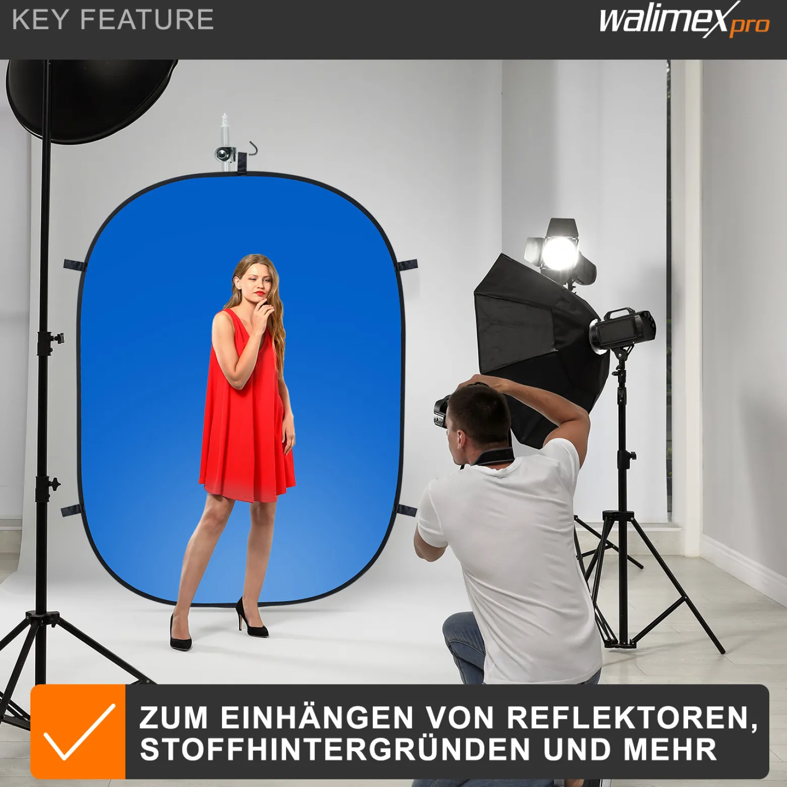 Walimex pro Klemmhaken 85 x 40 x 110 mm max. Ø 4 cm für Hintergrund, Stangen, Reflektoren, Stative und Autopole