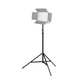 Walimex pro LED 500 Flächenleuchte mit Lampenstativ, dimmbares Flächenlicht mit LCD-Display & Touchscreen, Videoleuchte mit vier Abschirmkappen, Lampenständer mit Stoßdämpfer