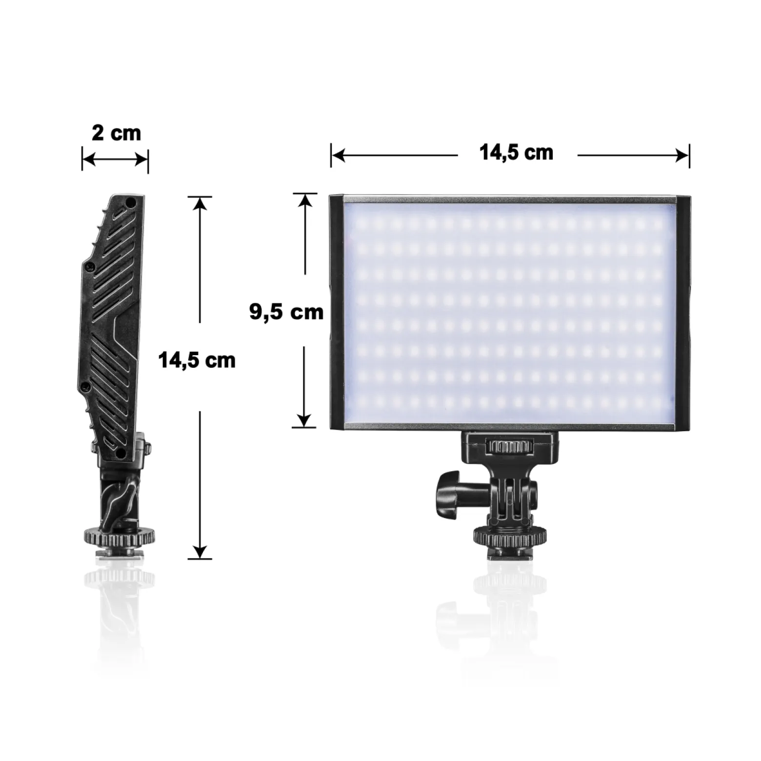 Walimex pro LED Niova 150 Bi Color Videoleuchte, On-Camera Fotolampe 15 W, Videolicht mit einstellbarer Farbtemperatur 3200-566 K, Studiolicht dimmbar