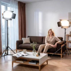 Walimex pro LED Niova 900 Bi Color und Stativ 2er Set mit 54 W LED Flächenleuchten, variabler Farbtemperatur und Lichtstativen