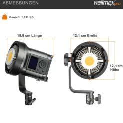 Walimex pro LED Niova Compact 120 W Bi-Color Videoleuchte, Videolicht mit Bowens-Anschluss, Studiolicht mit COB LED-Technologie, Leuchtstärke verstellbar von 10-100%