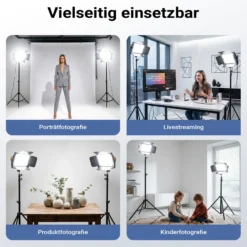 Walimex pro LED Niova 900 Daylight und Stativ 2er Set mit 54 W Flächenleuchten und höhenverstellbaren Lichtstativen
