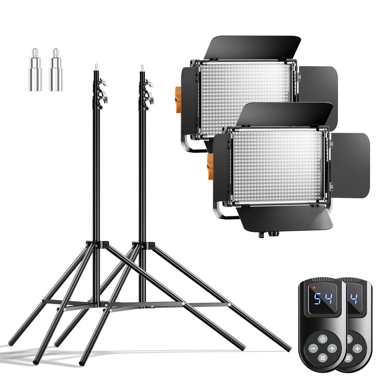 Walimex pro LED Niova 900 Daylight und Stativ 2er Set mit 54 W Flächenleuchten und höhenverstellbaren Lichtstativen