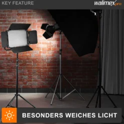 Walimex pro LED Niova 100-F Pro 100 W Bi-Color Flächenleuchte, dimmbare Videoleuchte, Studioleuchte mit weichem Licht, Fotolicht mit Fernbedienung