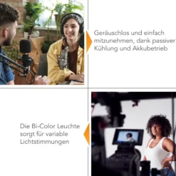Walimex pro LED Niova 100-F Pro 100 W Bi-Color Flächenleuchte mit Lampenstativ, dimmbare Videoleuchte, Studioleuchte mit weichem Licht, Fotolicht mit Fernbedienung