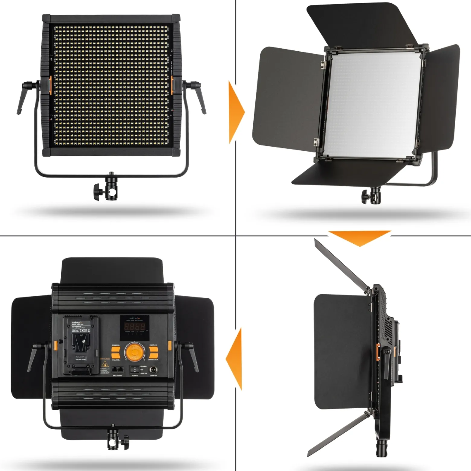 Walimex pro LED Niova 100-F Pro 100 W Bi-Color Flächenleuchte mit Lampenstativ, dimmbare Videoleuchte, Studioleuchte mit weichem Licht, Fotolicht mit Fernbedienung