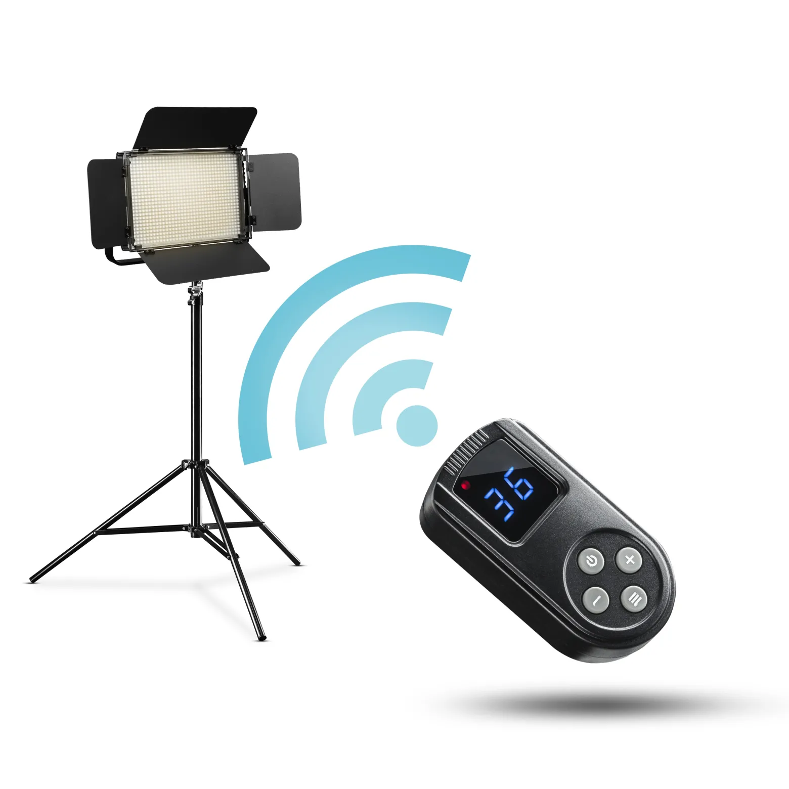 Walimex pro LED Niova 900 Plus Bi Color mit Lampenstativ & NP-F Akku, dimmbare Flächenleuchte, Lampenständer mit Federdämpfung, Studioleuchte mit Fernbedienung