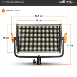Walimex pro LED Niova 600 Plus Daylight Videoleuchte 36 W, dimmbare Flächenleuchte, professionelle Leuchte mit Tageslicht, Studioleuchte mit Fernbedienung