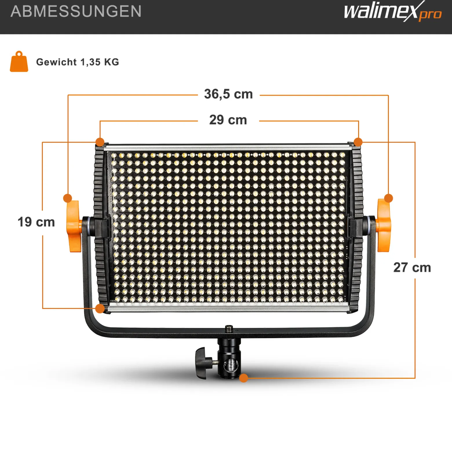 Walimex pro LED Niova 600 Plus Daylight Videoleuchte 36 W, dimmbare Flächenleuchte, professionelle Leuchte mit Tageslicht, Studioleuchte mit Fernbedienung
